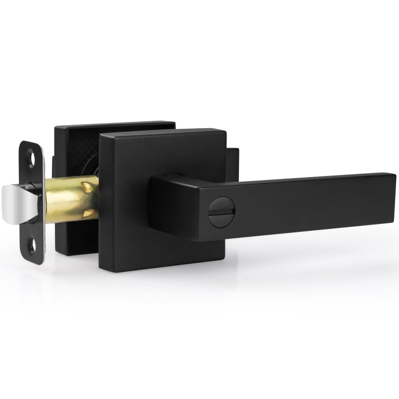 Estmoon 1 Pack Door Handle Black Interior Door Knobs  Keyless Privacy Door Lock for Bathroom  Heavy Duty Zinc Alloy  2.07 lb Door Lever Set for Bedroom Bathroom - Image 1